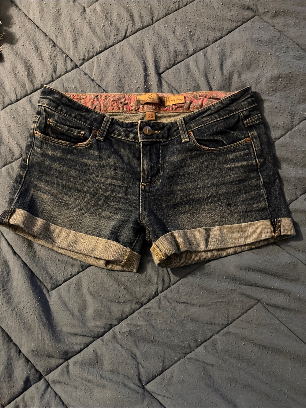 Paige Women’s Dark Blue Rolled Hem Denim Shorts - Size 26